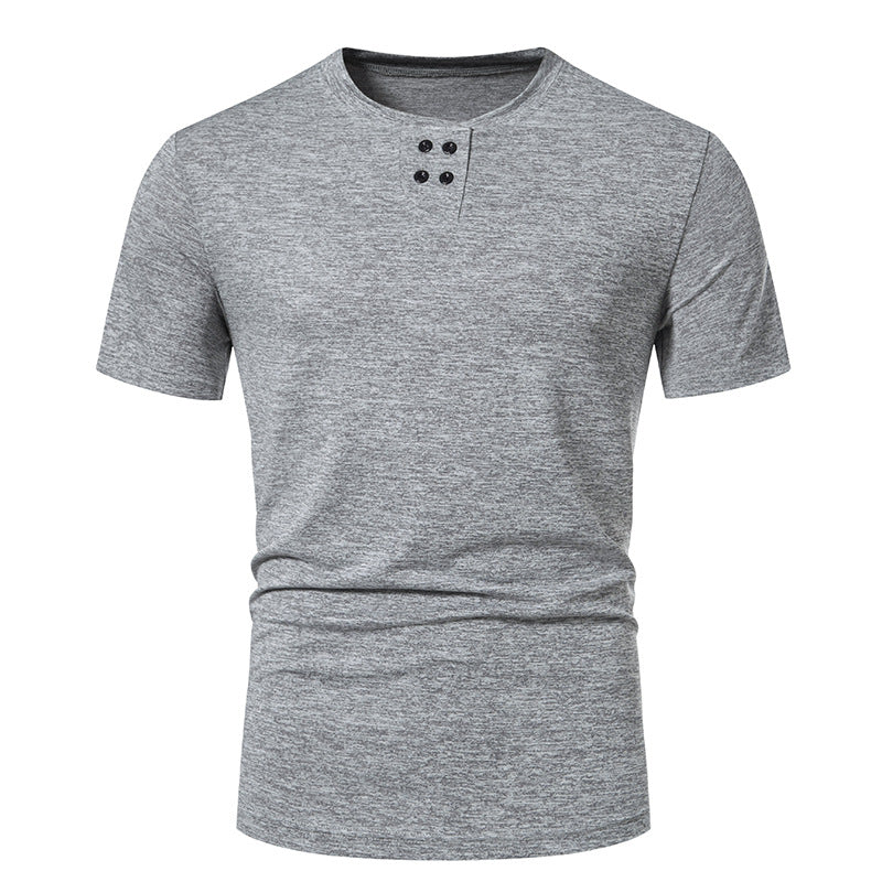 Herren modisches T-Shirt mit strukturiertem Obermaterial und asymmetrischem Kragen Echoarchiv