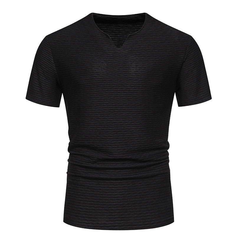 Herren V-Ausschnitt T-Shirt mit strukturiertem Design Echoarchiv