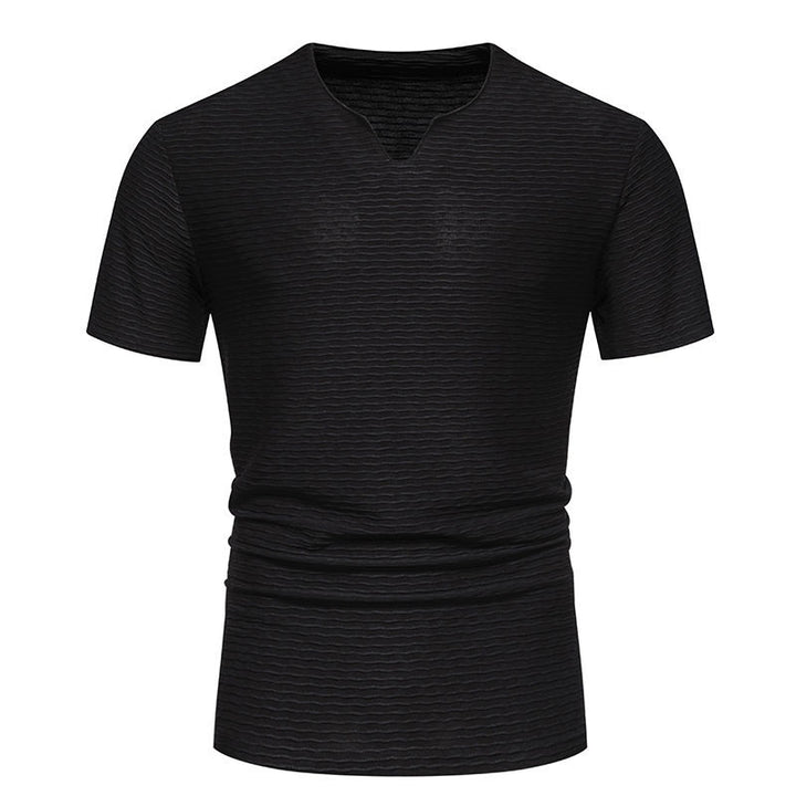 Herren V-Ausschnitt T-Shirt mit strukturiertem Design Echoarchiv