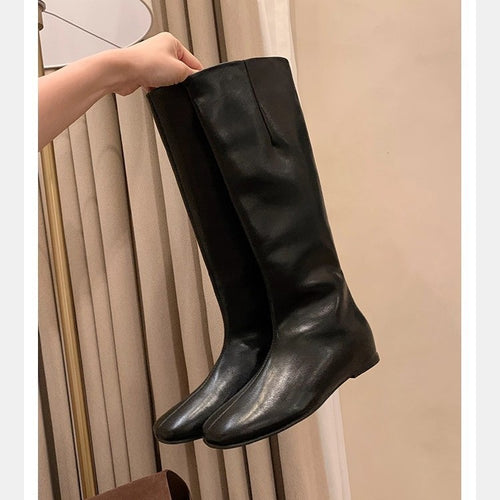 Damen Kniehohe Minimalistische Glattleder-Stiefel mit ergonomischer Laufsohle Echo Archiv
