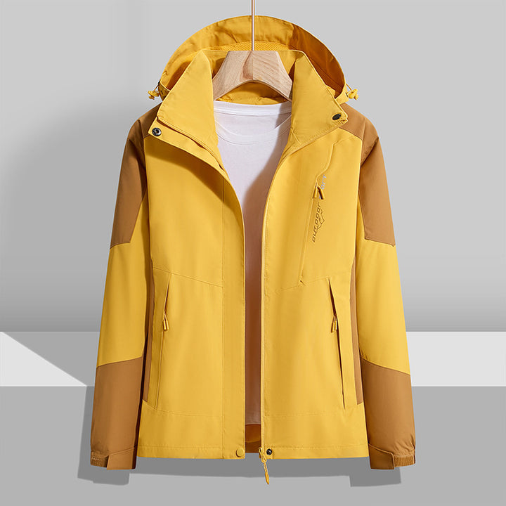 Damen zweilagige wasserdichte Outdoor‑Jacke mit Kapuze, atmungsaktiver Membran und verstellbarer Taille Echoarchiv