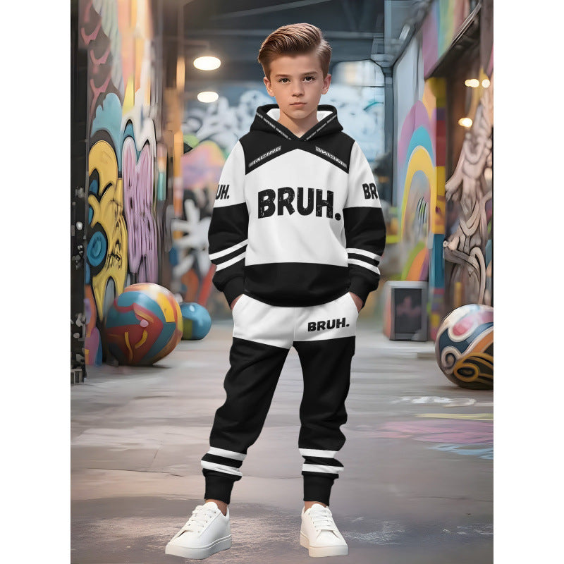 Unisex nan Kinder Jogginganzug mit Kapuzenpullover und detailreichem Auto-Print Echo Archiv