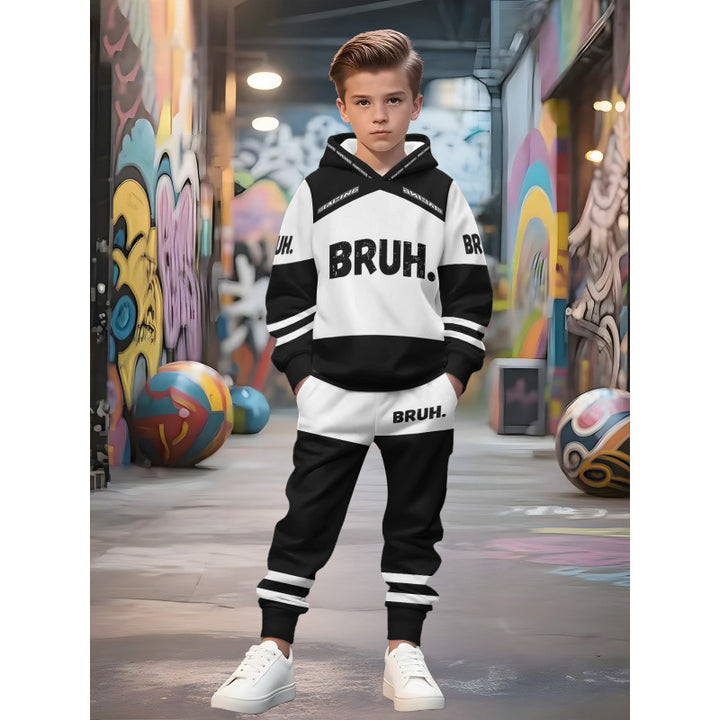 Unisex nan Kinder Jogginganzug mit Kapuzenpullover und detailreichem Auto-Print Echo Archiv