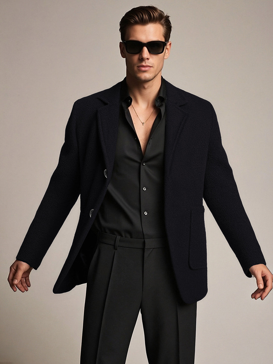 Herren eleganter strukturierter Blazer mit praktischen Taschen Echoarchiv
