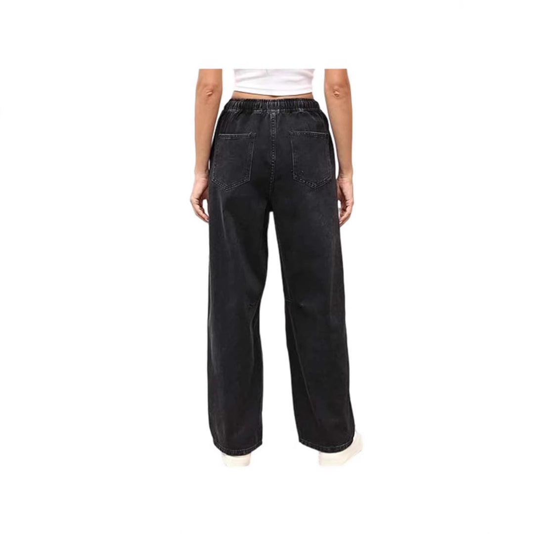 Damen weite Denim-Hose mit elastischem Bund und praktischem Schnitt Echo Archiv