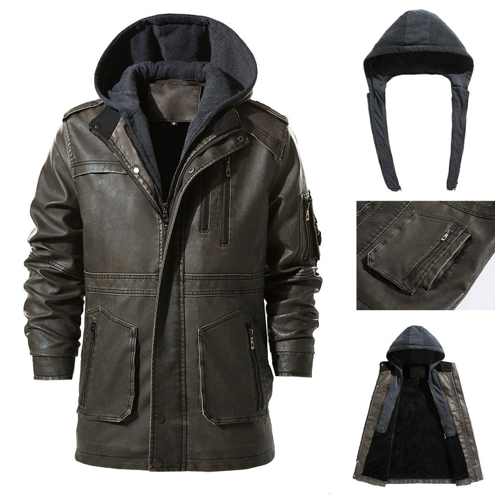 Herren Kunstlederjacke mit versteckter Kapuze Echoarchiv