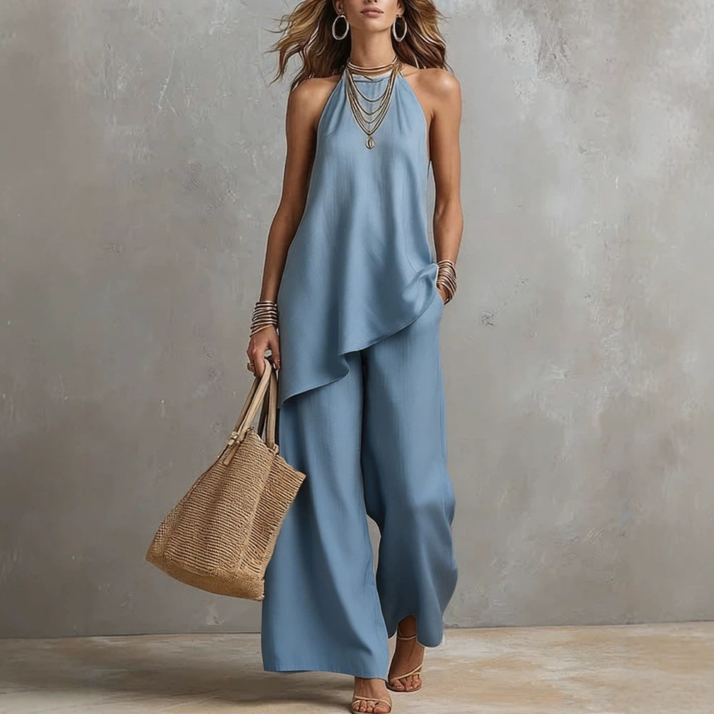 Damen luftiger Jumpsuit mit asymmetrischem Schnitt Echo Archiv