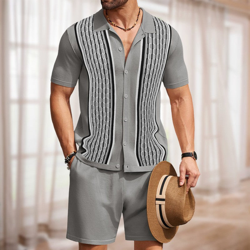 Herren Kurzarmhemd mit strukturiertem Design Echoarchiv