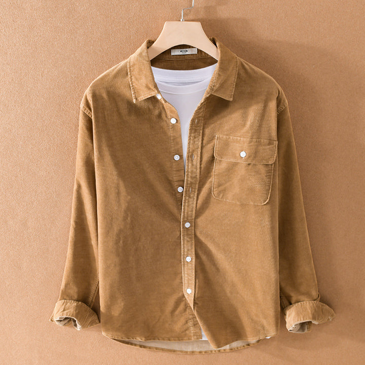 Herren Cord-Overshirt mit Brusttasche, Relaxed-Fit und durchgehender Knopfleiste Echoarchiv