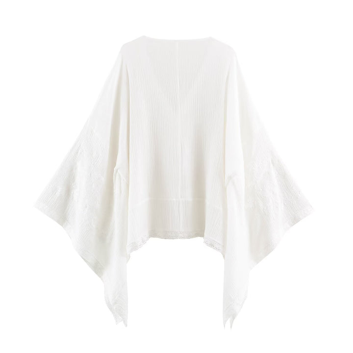 Damen Bestickter Kaftan‑Kimono mit V‑Ausschnitt und fließender Poncho‑Silhouette Echo Archiv