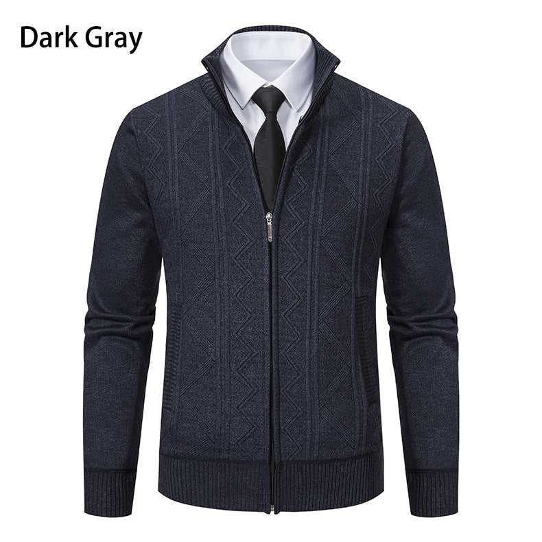 Herren modische Strickjacke mit hohem Kragen und Reißverschluss Echoarchiv