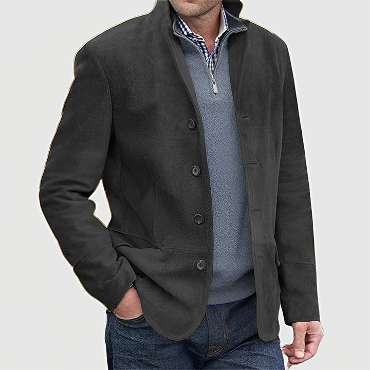 Herren Sakkojacke aus Wildlederoptik mit Stehkragen – Tianoro