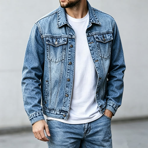 Herren Modische Denimjacke im Vintage-Stil Echoarchiv