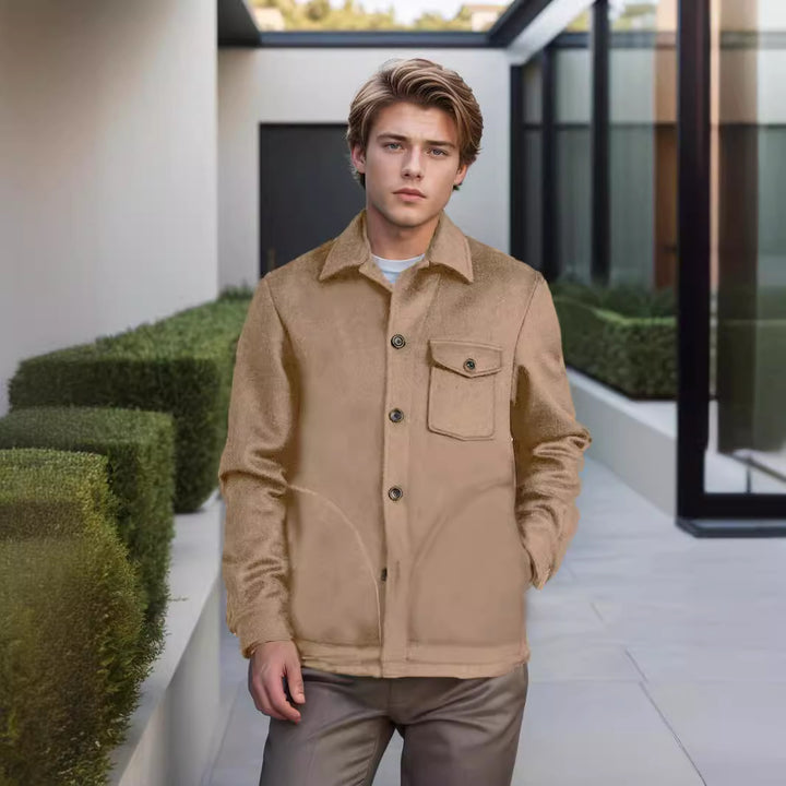 Herren modische Wolljacke mit Brusttasche und Knopfdetails Echoarchiv