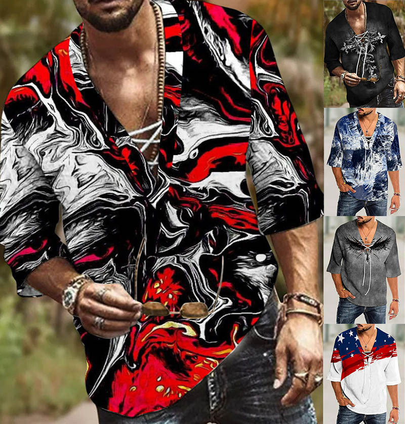 Herren grafisches Shirt mit modernem Schnürdesign Echoarchiv