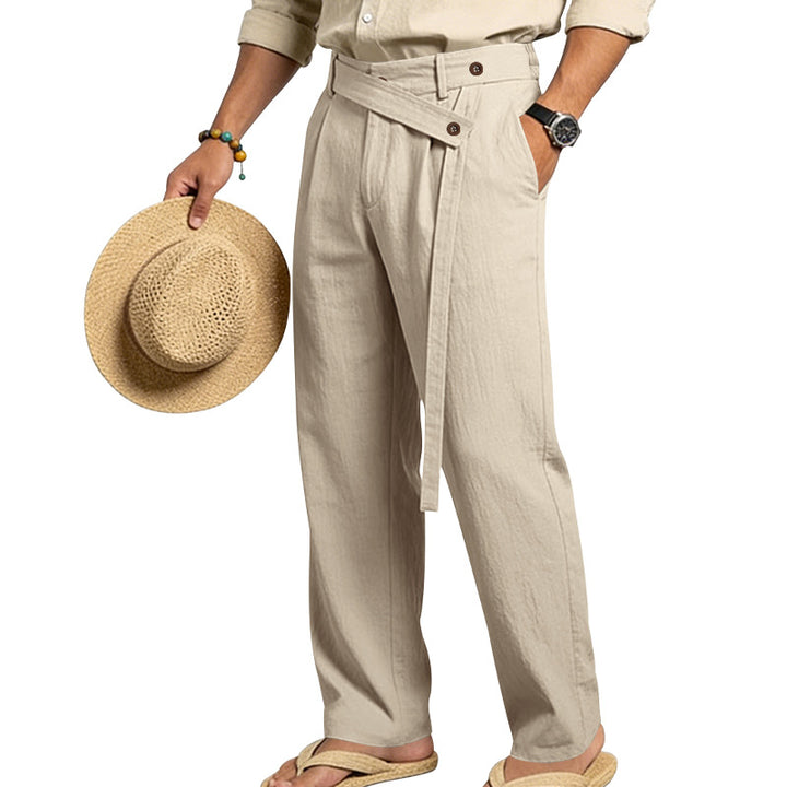 Herren nan weite Leinenhose mit Wickelbund, hoher Taille und legerem Bein Echo Archiv