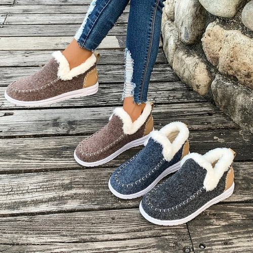 Damen Gefütterte Moccasin‑Sneaker in Wolloptik mit Teddyfutter und Ziernaht Echo Archiv