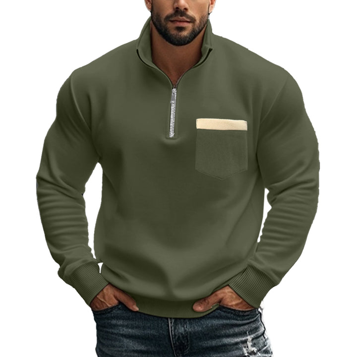 Herren sportlicher Pullover mit Reißverschluss und praktischer Brusttasche Echoarchiv
