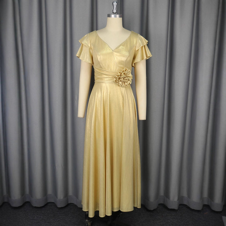 Damen Elegantes Maxikleid mit üppigem Volant und floralem Akzent Echo Archiv