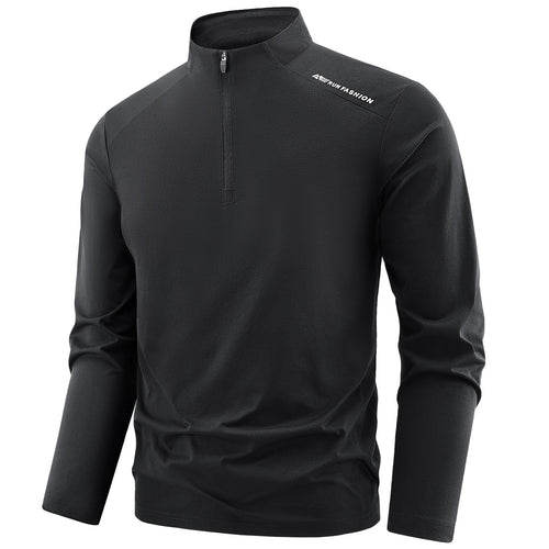 Herren Sportliches Langarm-Halbzip-Laufshirt mit Stehkragen und Funktionsmaterial Echoarchiv