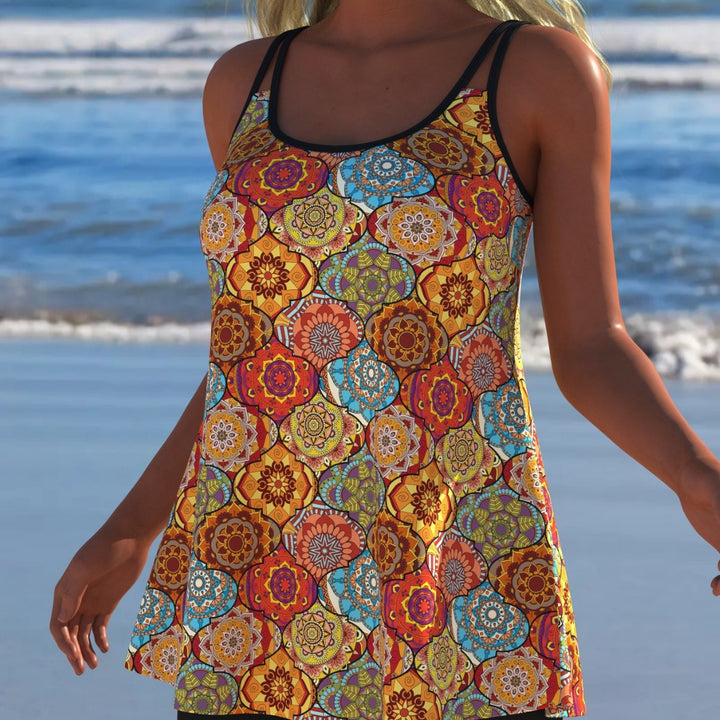 Damen Schwimmanzug mit modischem A-Linien-Schnitt und floralem Design Echo Archiv