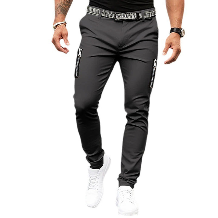 Herren modische Slim-Fit Hose mit Reißverschlusstaschen Echoarchiv