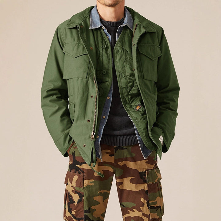 Herren multifunktionale Parkajacke mit verstellbarem Kragen und stabilen Taschen Echoarchiv