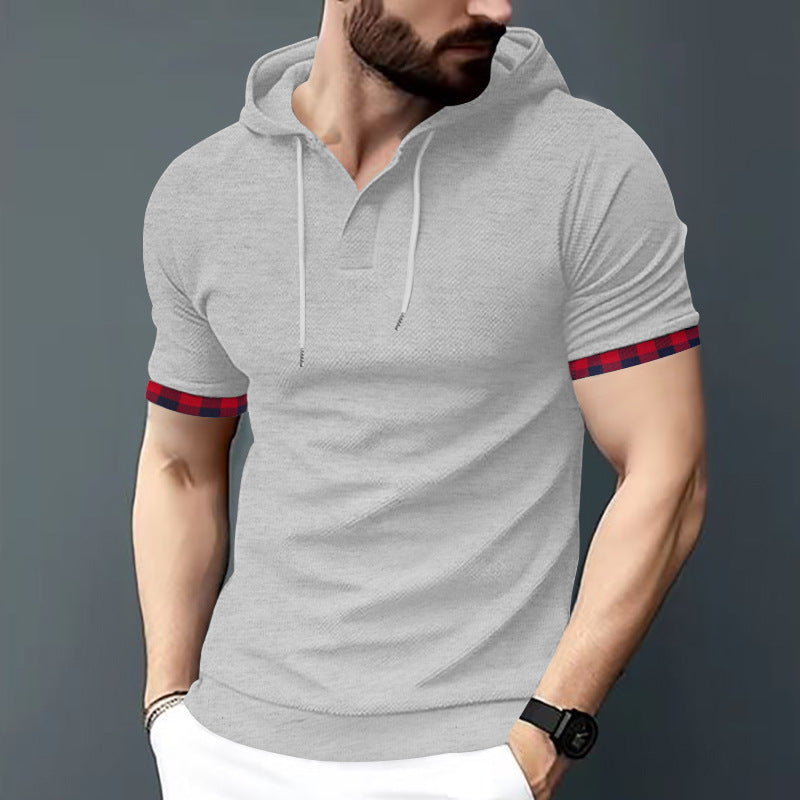 Herren Kapuzenshirt mit strukturiertem Design und Karo-Details Echoarchiv