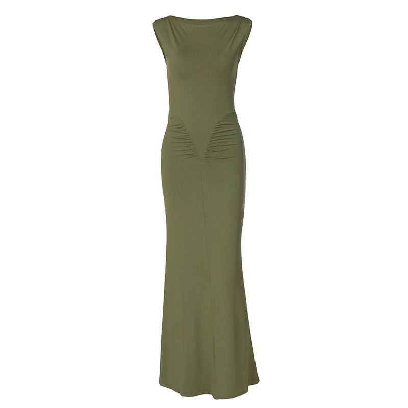 Damen Figurbetontes Maxikleid mit hochgeschlossenem Design und Raffung Echo Archiv