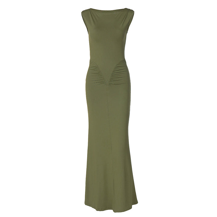 Damen Figurbetontes Maxikleid mit hochgeschlossenem Design und Raffung Echo Archiv