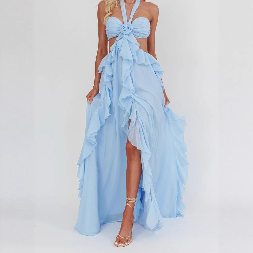 Damen Maxikleid mit Rüschen und Bandeau-Ausschnitt Echo Archiv