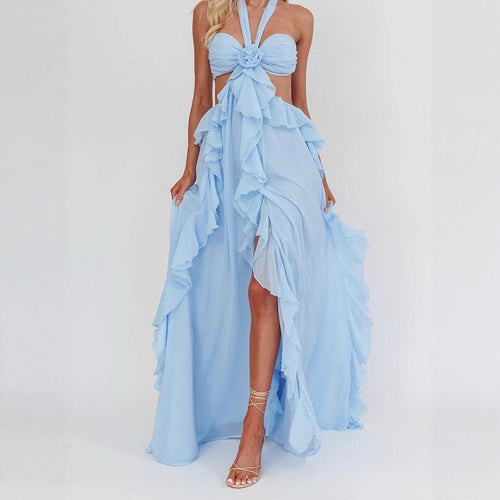 Damen Maxikleid mit Rüschen und Bandeau-Ausschnitt Echo Archiv