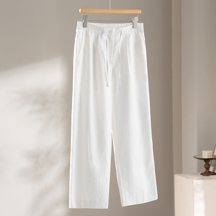 Damen Relaxed Palazzo-Hose aus Viskose‑Leinen mit Bundfalte und Tunnelzug Echoarchiv