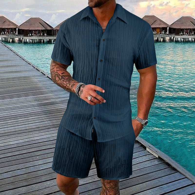 Herren lässiges Kurzarm-Hemd und Shorts Set Echoarchiv