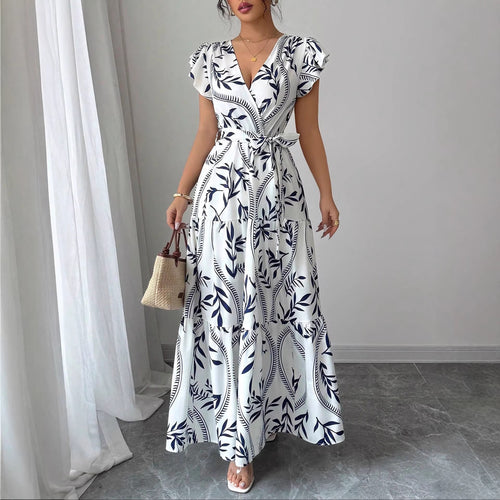 Damen Maxikleid im boho-inspirierten Design mit floralen Elementen und taillierbarem Gürtel Echo Archiv