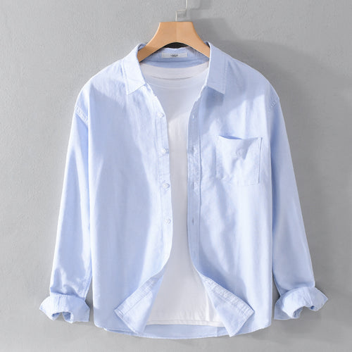 Herren Lässiges Baumwoll-Layering-Overshirt mit Kentkragen, Brusttasche und softem Twill-Finish Echoarchiv