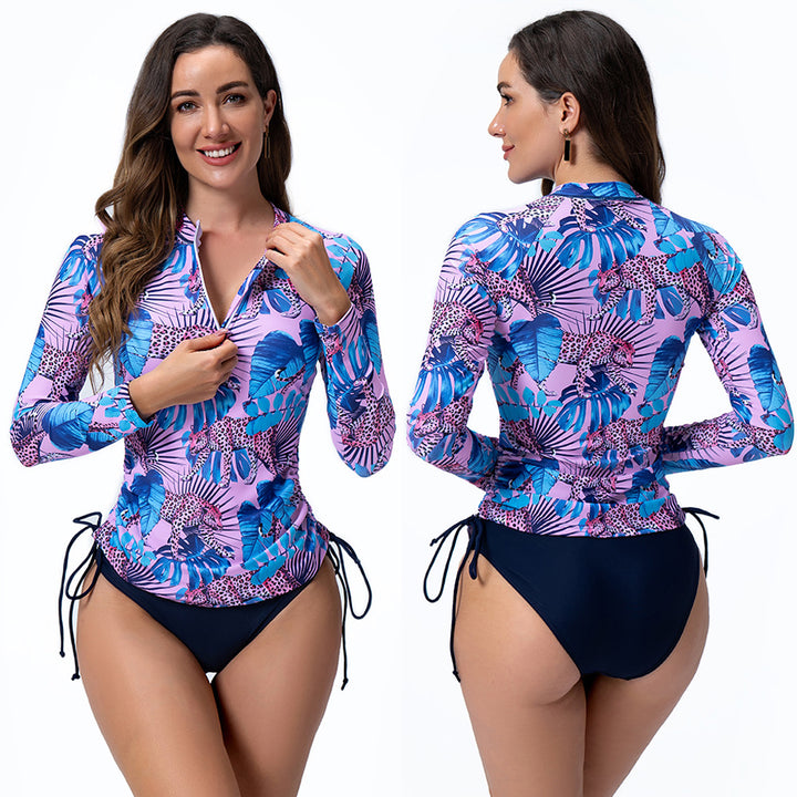 Damen Sportlicher Langarm Rashguard mit floralem Muster Echo Archiv