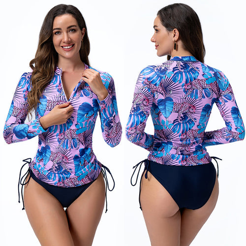 Damen Sportlicher Langarm Rashguard mit floralem Muster Echo Archiv