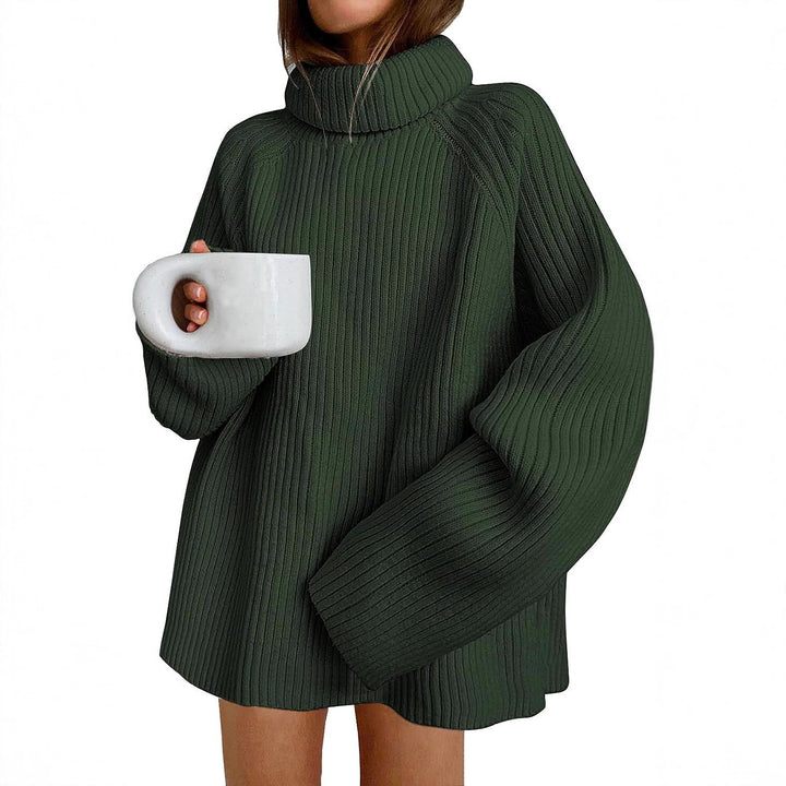 Damen Oversize Pulloverkleid aus Rippstrick mit hohem Rollkragen und voluminösen Ärmeln Echo Archiv