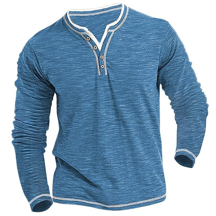 Herren Langarm Henley-Shirt mit Kontrastnähten Echoarchiv