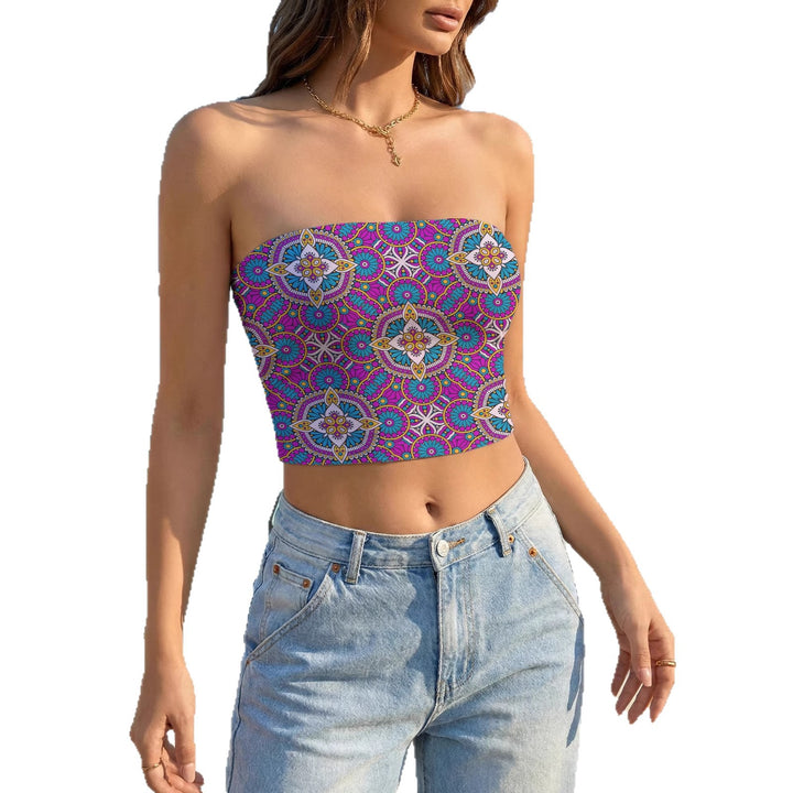 Damen Bandeau-Oberteil mit floralem Design und elastischem Stoff Echo Archiv