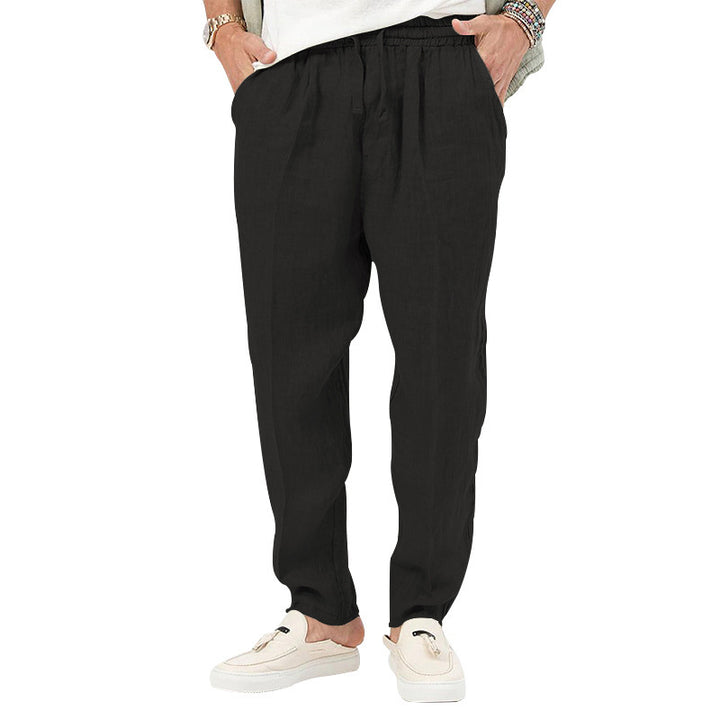 Herren Leichte Sommer-Linenhose mit elastischem Bund und Seitentaschen Echoarchiv