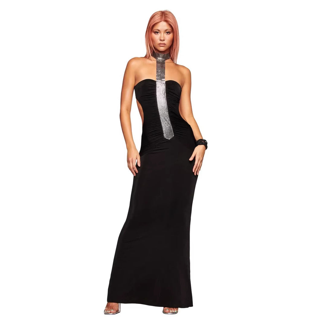 Damen Hochwertiges Maxikleid mit schimmerndem Halsband Echo Archiv