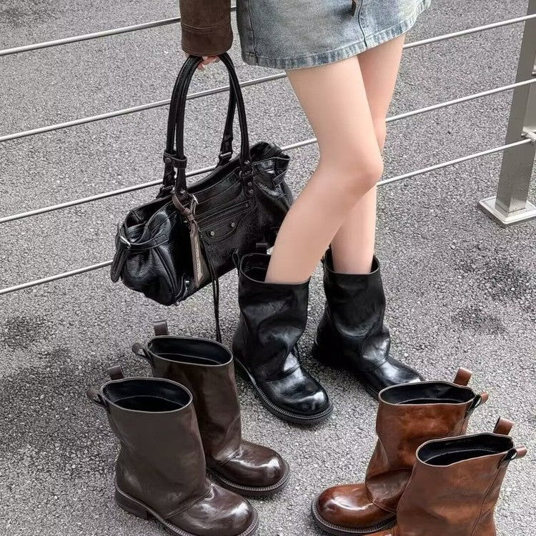 Damen Modische Stiefel mit Blockabsatz Echo Archiv