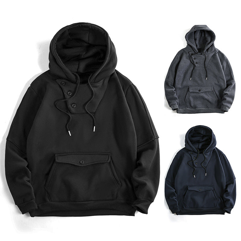 Herren lässiger Kapuzenpullover mit Knopfdetails und praktischen Taschen Echoarchiv
