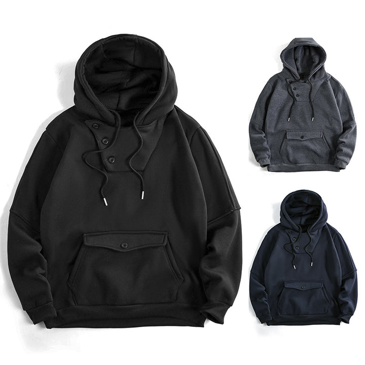 Herren lässiger Kapuzenpullover mit Knopfdetails und praktischen Taschen Echoarchiv