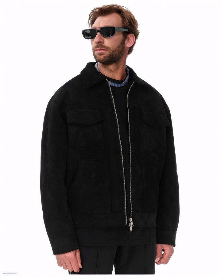 Herren Suede-Jacke mit Echoarchivrnen Taschen Echoarchiv
