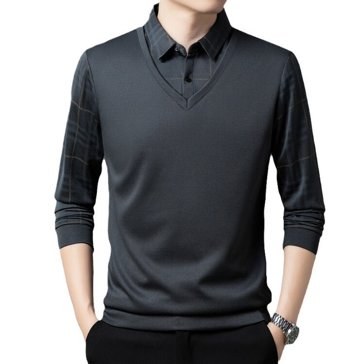 Herren eleganter V-Pullover mit strukturierten Ärmeln Echoarchiv