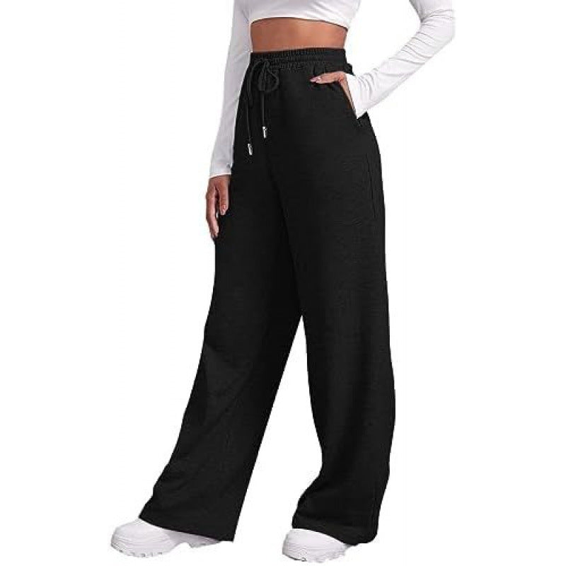 Damen nan fließende High-Waist Palazzo-Loungehose aus leichtem Jersey mit Elastikbund und praktischen Eingrifftaschen Echo Archiv