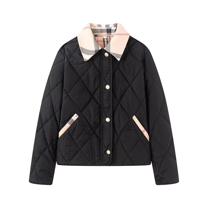 Damen Steppjacke mit karierter Kragen- und Taschenblende Echo Archiv